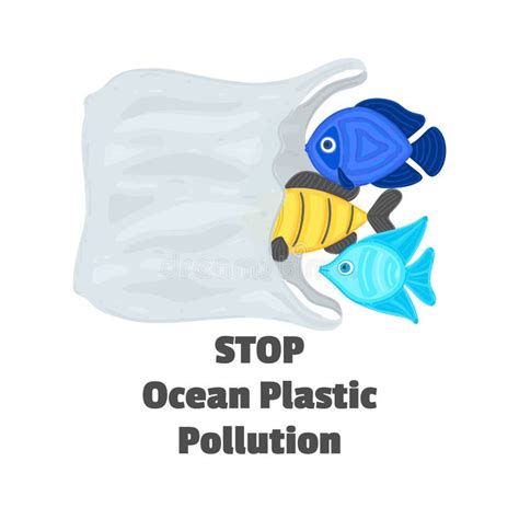 Stop Ocean Plastic Pollution The Fish Swims Among The Garbage Marine