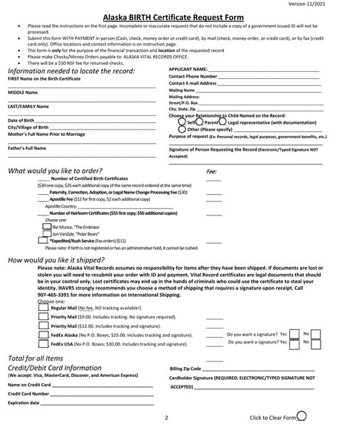 Alaska Alaska Birth Certificate Request Form Download Fillable Pdf