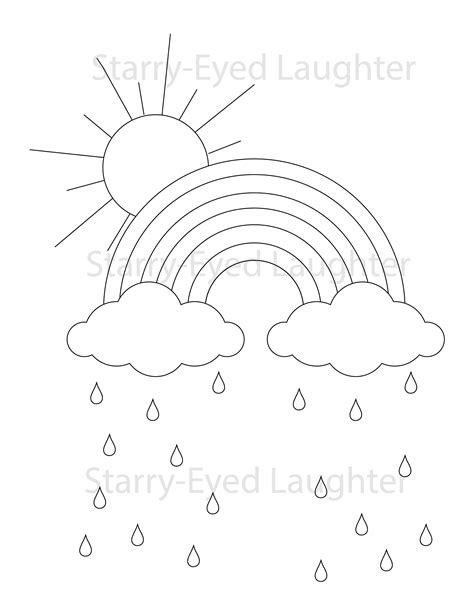 Rain And Rainbow Coloring Page Coloring Pages