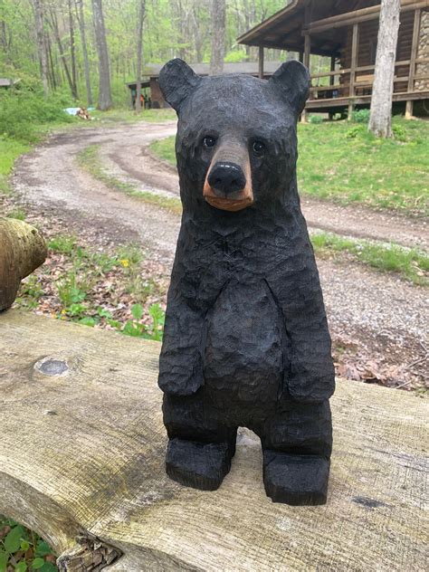 bear chainsaw carving carved black bear wooden bear