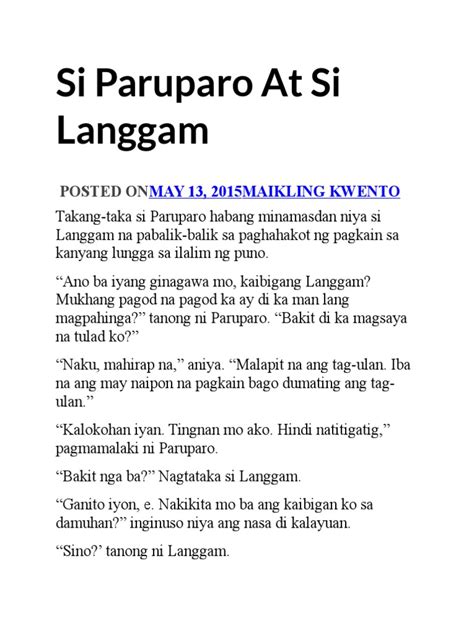 Kwentong Pambata Maikling Kwento Tagalog Halimbawa Ma
