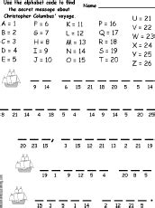 Columbus Day Alphabet Code: EnchantedLearning.com