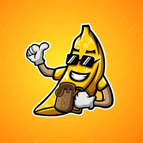 Ilustração Do Mascote De Banana E Chocolate Vetor Premium
