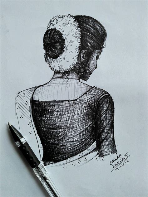 Pen Sketch Omkar Khochare Abstract Pencil Drawings Girly Drawings