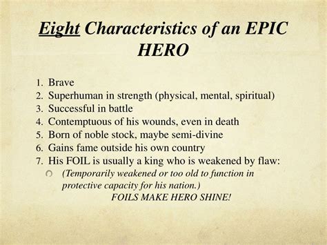 Ppt Characteristics Of An Epic Hero Powerpoint Presentation Free