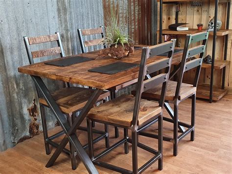 Extending Dining Table With X Style Legs Industrial Style Dining Table