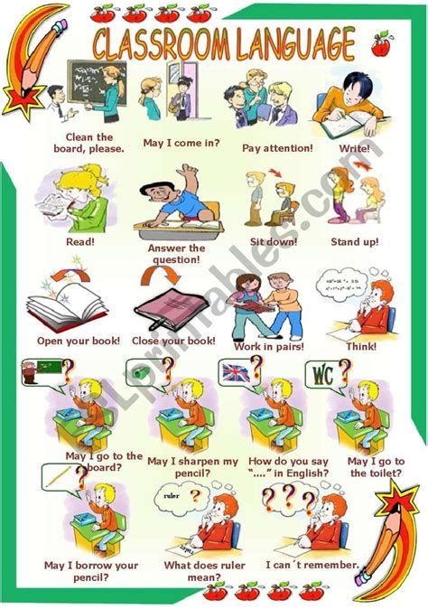Classroom Language Esl Worksheet By Vanda51