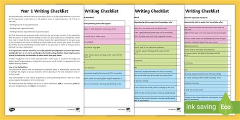 Year 1 Writing Checklist English Assessments Ks1