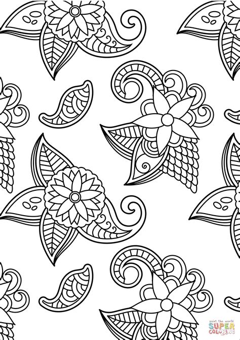 Floral Pattern Coloring Page Free Printable Coloring Pages