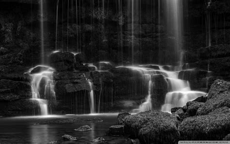 Download Nature Waterfall Long Exposure Black And White Ultrahd