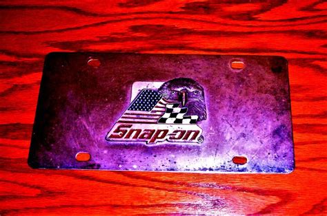 Snap On Tools License Plate Eagle American Checkered Flag Vintage