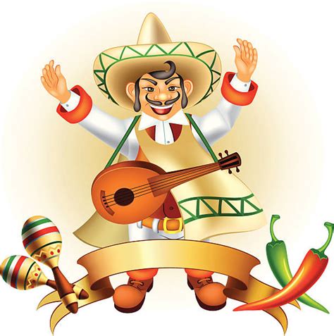 Cute Vector Mariachi With Guitar Illustrations Royalty Free Vector