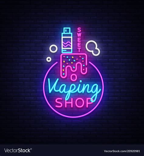 logo electronic cigarette in neon style vape shop vector image