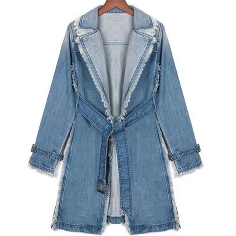 New Loose Coat Plus Size Trench Womens Long Denim Trench Coat Women Outerwear In Trench From