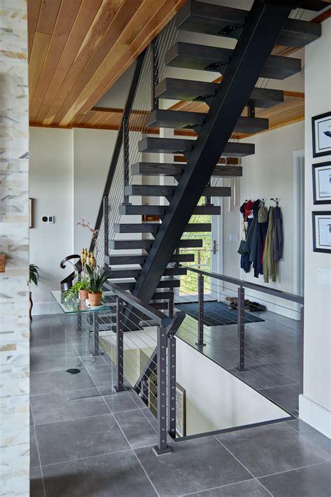 Cable Railing on Ash Floating Stairs - Viewrail