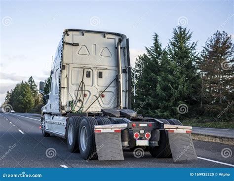 Big Rig Long Haul Semi Truck Transporting Food In Refrigerated Semi