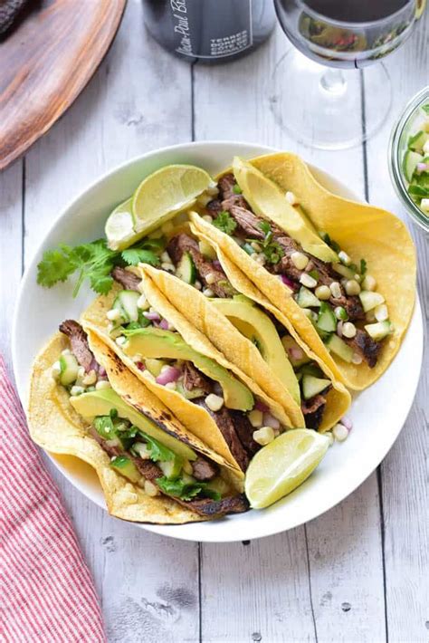 Grilled Steak Tacos With Cucumber And Corn Salsa Are The Perfect Summer