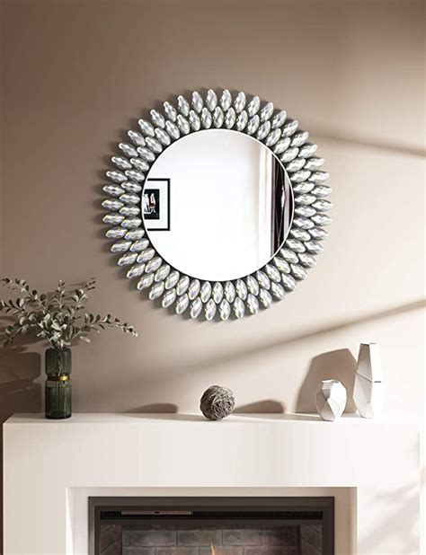 Muausu Crystal Decorative Wall Mirror Round Wall Mirrors 23 6 X 23 6 For