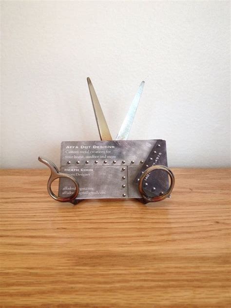 The simple and elegant design of the business card holders makes them suitable for any use. Custom Upcycled Scissor Business Card Holder | Business ...