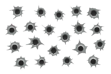 Premium Vector Set Of Bullet Holes Ragged Hole In Metal From Bullets