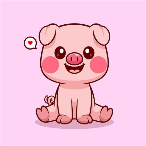 Free Vector Cute Pig Sitting Cartoon Vector Icon Illustration Animal