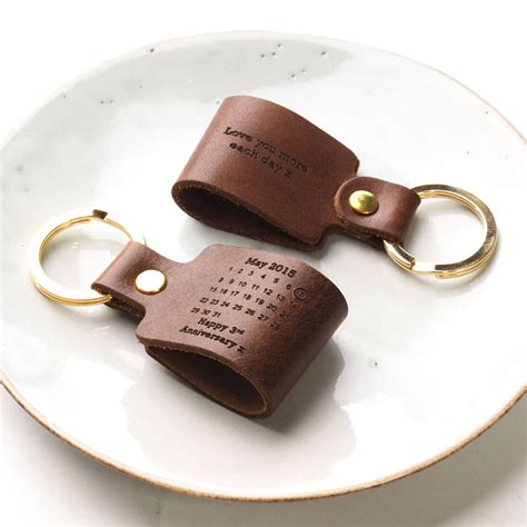 All of our materials are ethically sourced and products are made in our little workshop in the new forest, uk. personalised third wedding anniversary leather keyring by ...