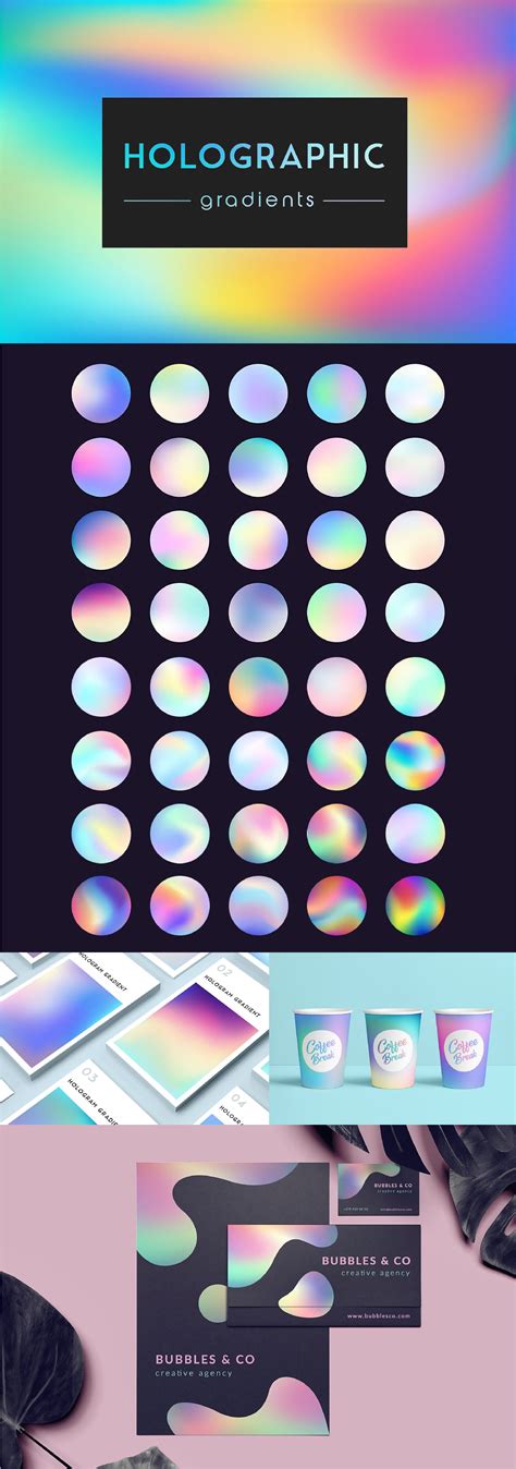 Holographic Gradients Set 40 Gradient Holographic Card Template