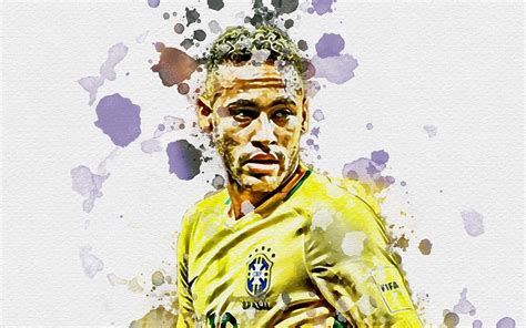 Neymar Jr Paint Splashes Brazil National Football Team Football Stars