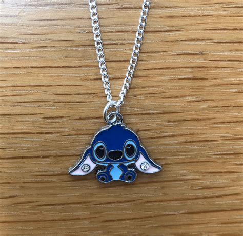 Lilo And Stitch Cute Stitch Necklace Silver Plated Chain Etsy