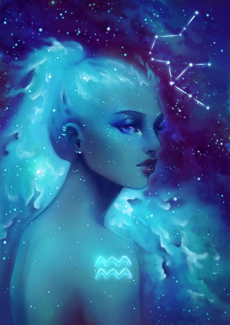 Aquarius Cosmic Girl By Wengo Art Aquarius Art Aquarius Aesthetic