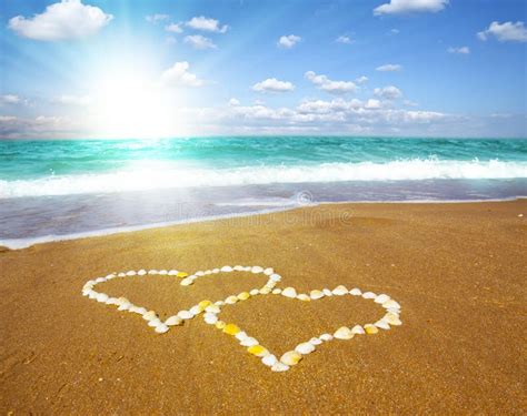 Connected Hearts On Beach Love Concept Royalty Free Stock Photography