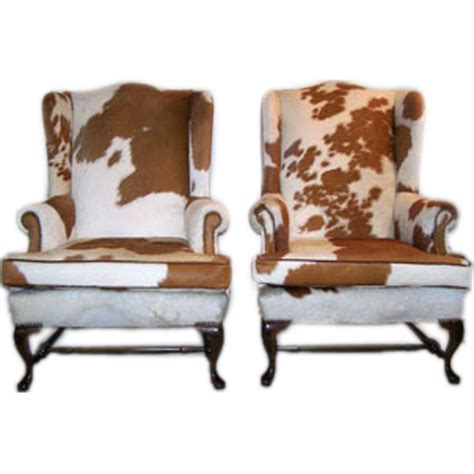 Cowhide chairs is one of the choice. Pair of Queen Anne Style Cowhide Upholstered Wing Chairs ...