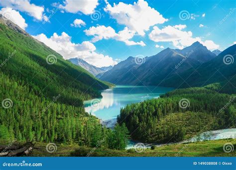 Beautiful View Of Blue Kucherla Lake Altai Mountains Stock Photo