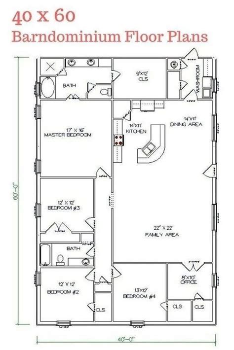 Stunning 4 Bedroom Barndominium Floor Plans With Image And Layout
