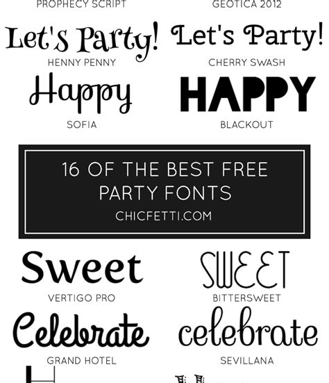 16 Free Party Fonts Party Font Party Party Invitations Diy