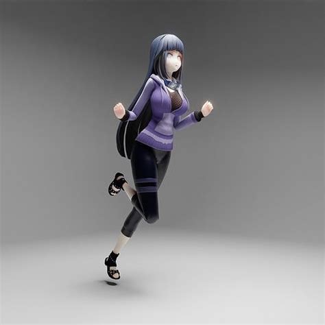 3d Model Hinata Hyuga Rigged 3d Model With Running Animation Vr Ar