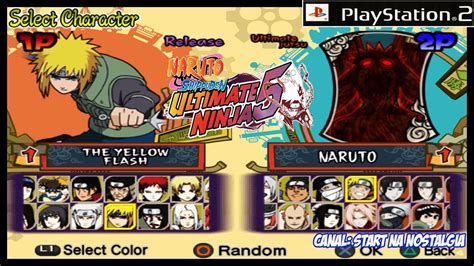 naruto shippuden ultimate ninja 5 ps2 lista todos os personagens all characters intro