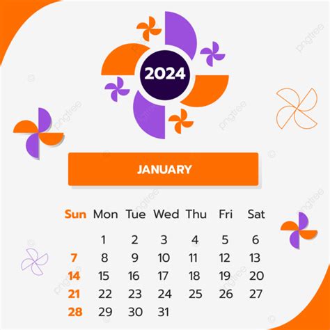 Diseño De Calendario De Enero De 2024 Vector Png Dibujos Diseño De Enero De 2024 Enero 2024