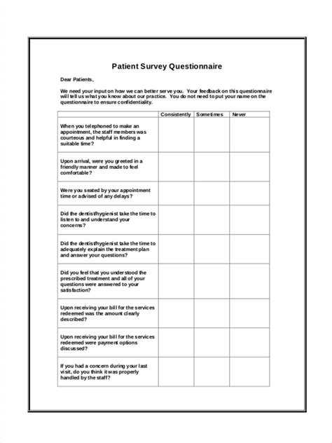 Free 7 Patient Satisfaction Questionnaire Forms In Pdf Ms Word