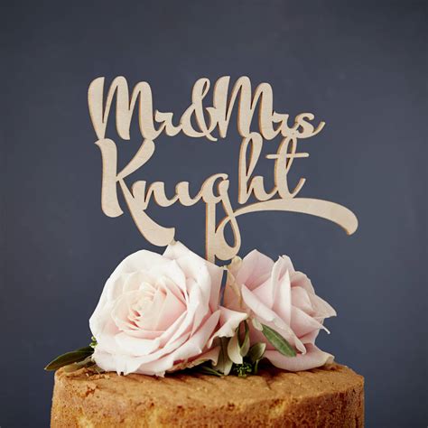 Personalised Calligraphy Wooden Wedding Cake Topper By Sophia Victoria