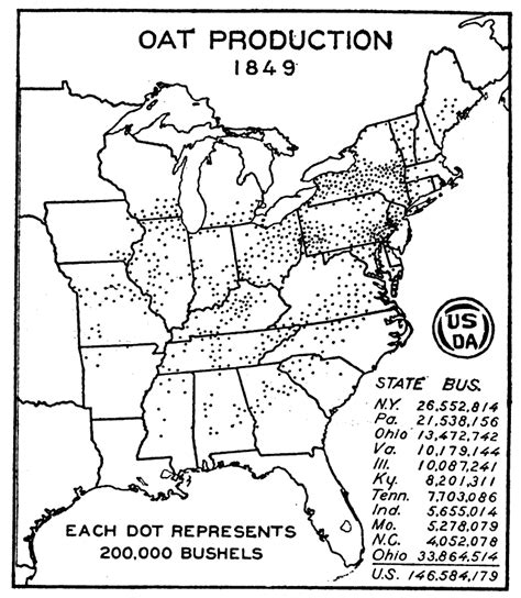 1849 Oat Production In The Us Map History Antebellum