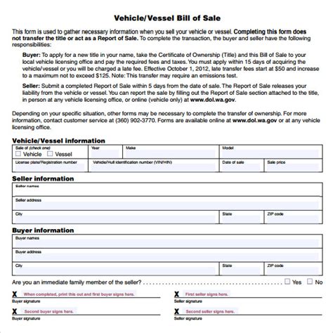 Free 12 Sample Vehicle Bill Of Sale Templates In Pdf Ms Word