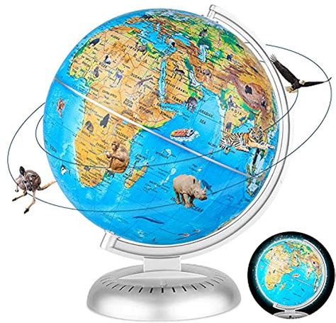 Wizdar Illuminated Globe With Stand World Globe For Kids Learning With