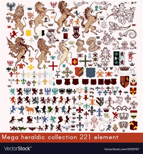 Mega Collection Of Heraldic Elements Royalty Free Vector