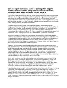 Memperkenalkan malaysia ke seantero dunia. KARANGAN-pelancongan