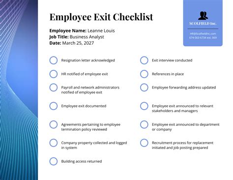 Employee Exit Checklist Template Venngage