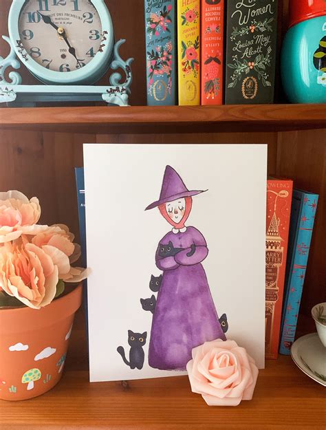 Witch Illustration Watercolor Painting Witch Art Black Etsy