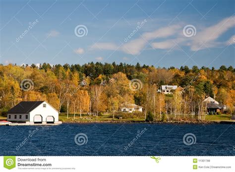 Boathouse On Lake In Fall Stock Photo Image Of Cabins 11351788