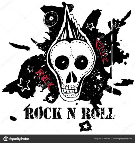 Grunge Texture Background Text Rock Roll Skull Bones Punk Rock Stock Vector Image By ©bobcat