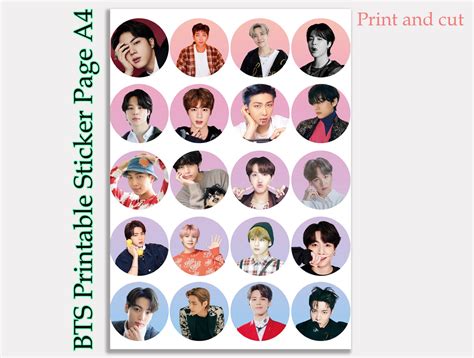 Print N Cut Bts Stickers Printable Bts Stickers Instant Download Party